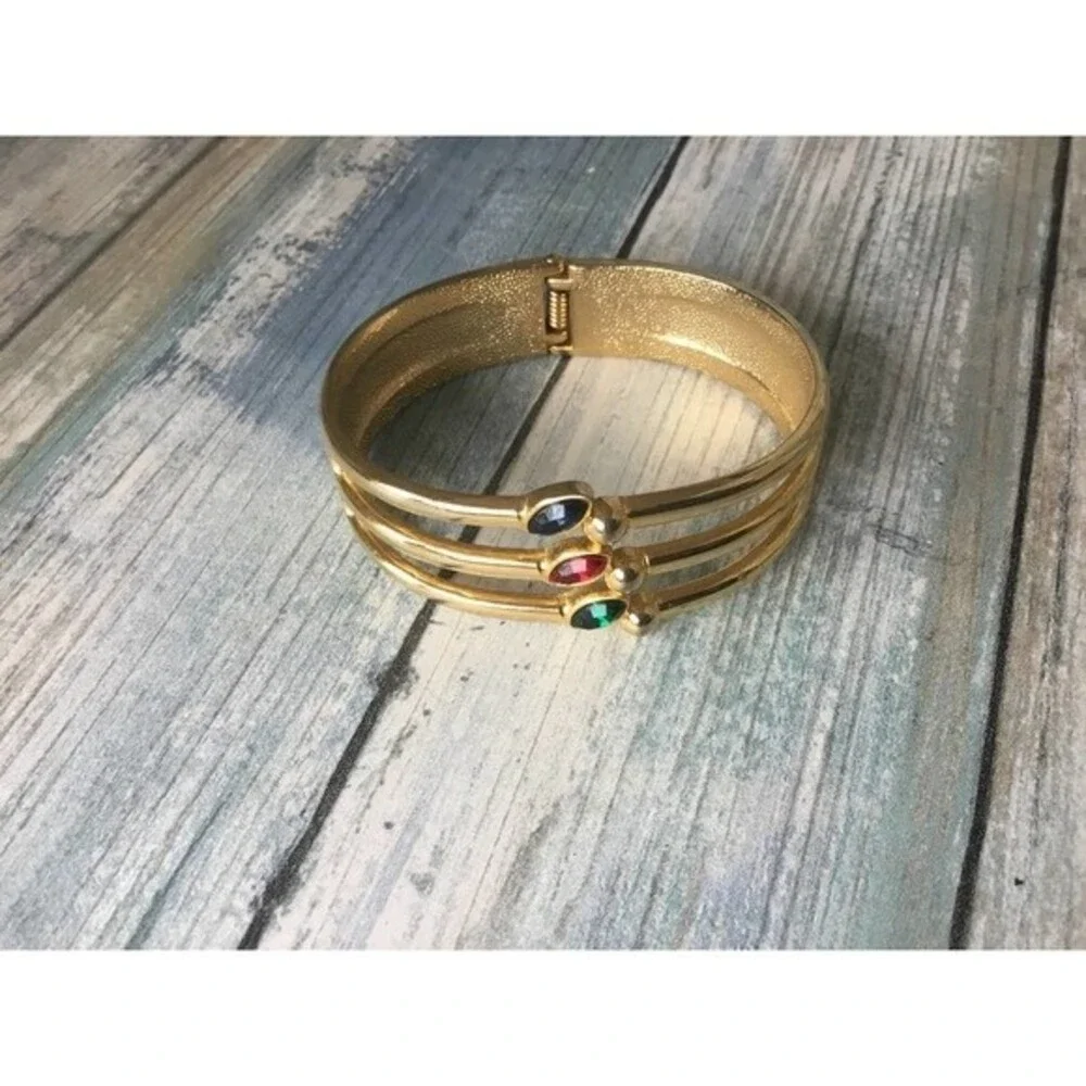Gold Bracelet With Blue Red Green